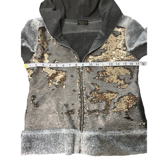 Me & Dee Sequin Gray & Black Hoodie Jacket Made In Italy Size S - Picture 5 of 7